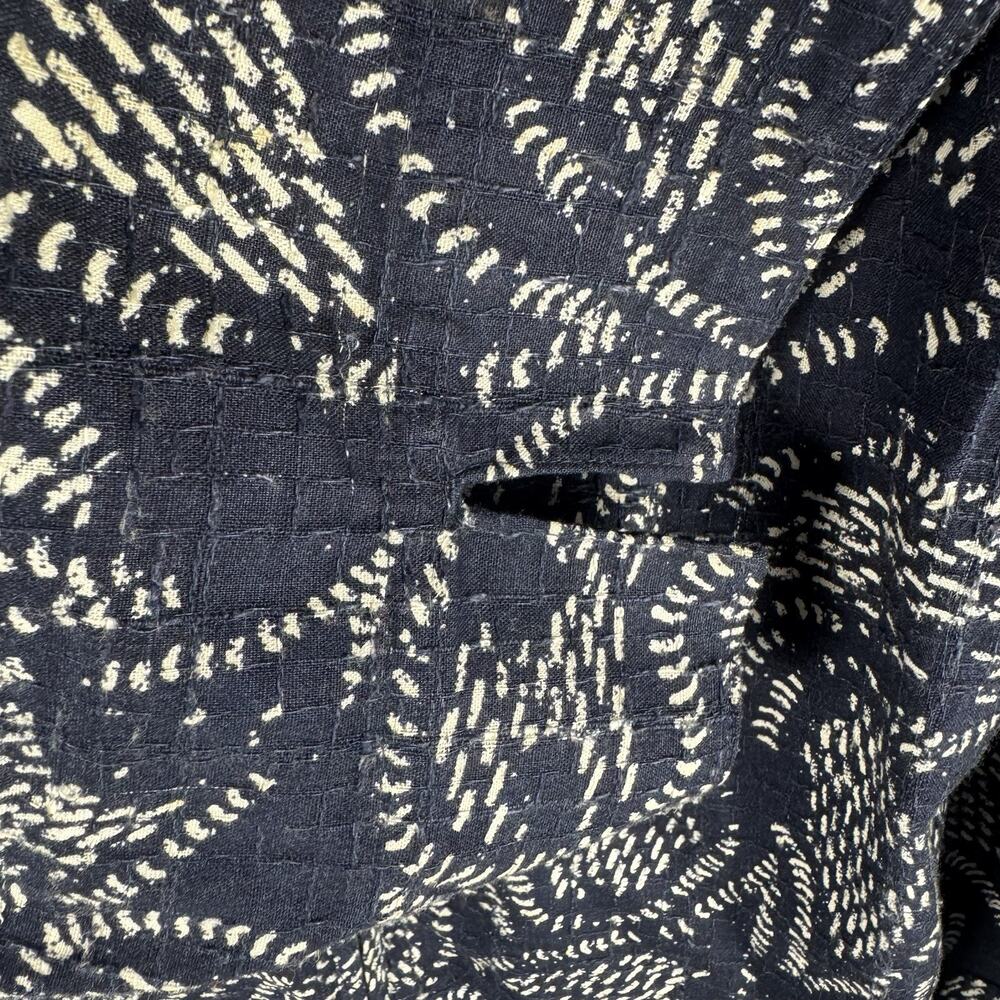 CJ Banks 100% Cotton Sz 3X Navy White Calico Paisley 3/4 Sleeve Full-Zip Jacket - Picture 5 of 9